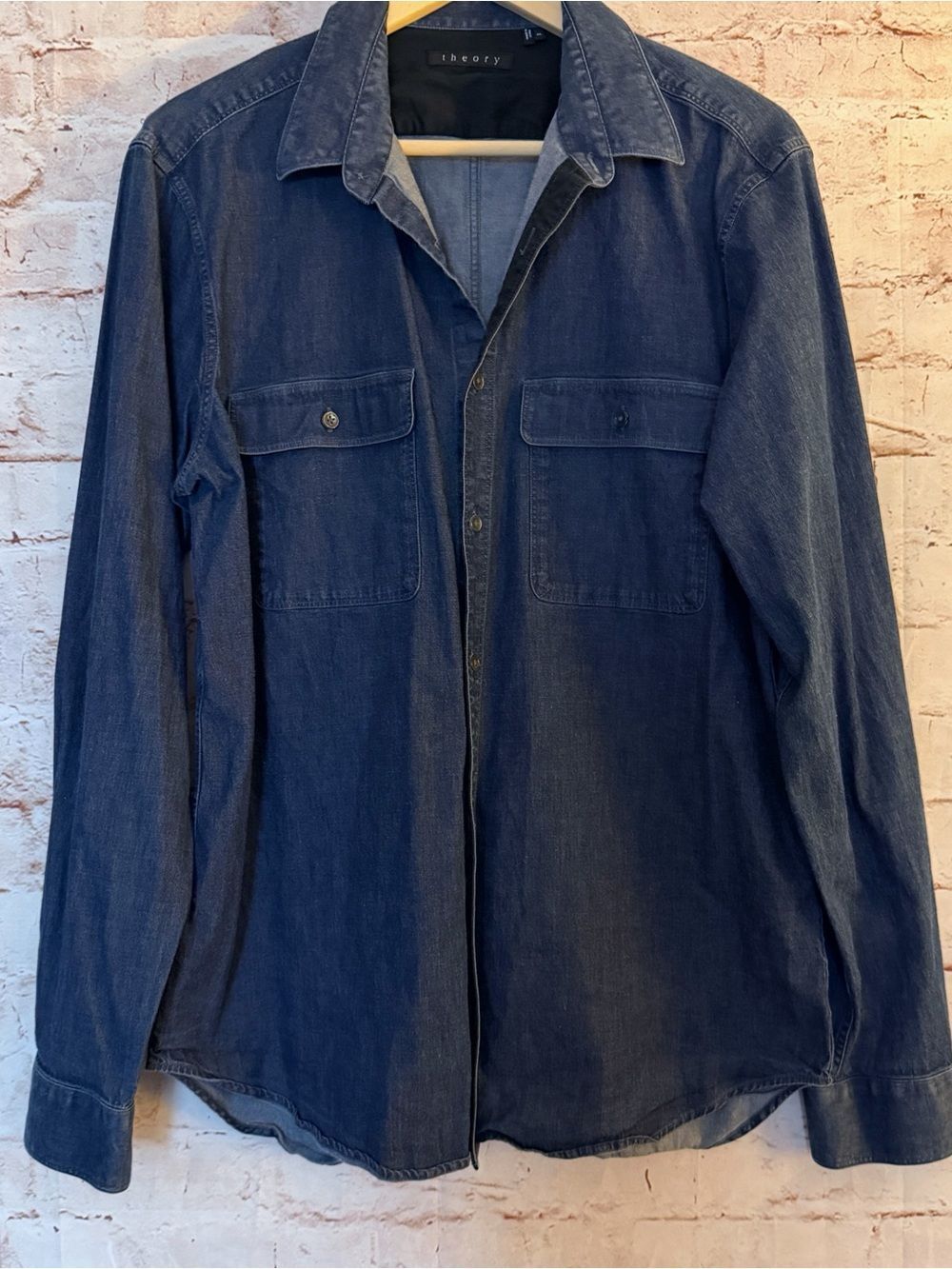 Theory barham denim button up shirt